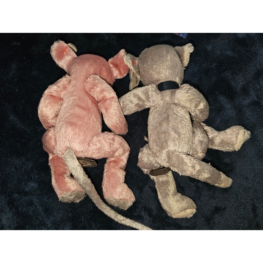 Vintage Ty Attic Treasures Tumbles Cat and Miso Mouse Plush Jointed 1993 Set
